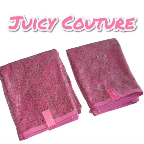 Juicy Couture Pink Leopard Print Hand Towel - 16x26 - Picture 2 of 4